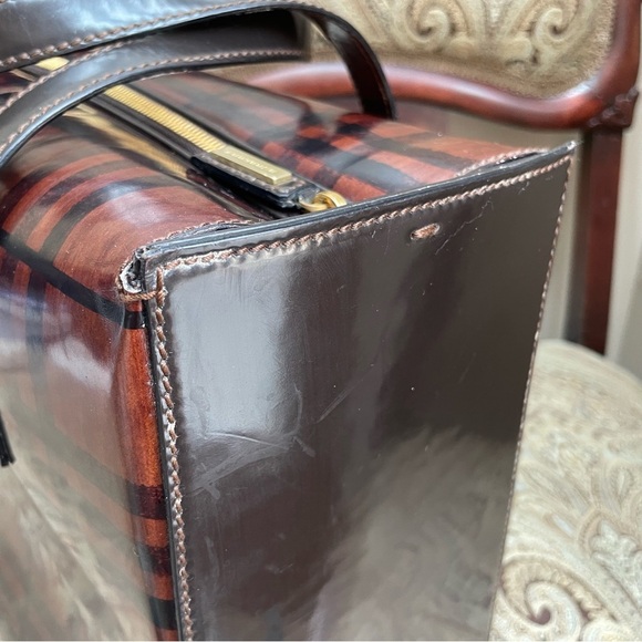 VTG Rare Burberry Brown House Check Top Handle Structured Bag Authentic w/ COA - Picture 7 of 16